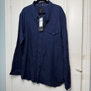 Cotton Cashmere Mens XXL Blue Shirt Button Down Long Sleeve Collared Top NWT